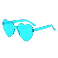 Europe And The United States Pink Heart Sunglasses Love Sunglasses Jelly Frameless Heart-shaped One-body Dazzling Color Glasses sku image 11