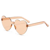 Europe And The United States Pink Heart Sunglasses Love Sunglasses Jelly Frameless Heart-shaped One-body Dazzling Color Glasses sku image 12