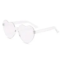 Europe And The United States Pink Heart Sunglasses Love Sunglasses Jelly Frameless Heart-shaped One-body Dazzling Color Glasses sku image 13