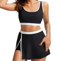 Swimsuit Women's Pure Color Camisole Sports Style Bikini Split Two-Piece Suit  Bikini main image 2