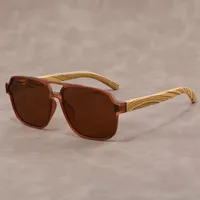 New Men's  Polarized Personalized Handmade Imitation Bamboo Wood Fashionable And Versatile Anti-Uv Ultra-Light Sunglasses Wholesale main image 4