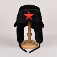 Lei Feng Hat Men's Winter Velvet Thick Cotton Hat Women's Cycling Ear Protectors Warm Northeast Train Head Hat Foreign Trade sku image 6