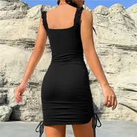 Women's Sexy Pure Sling Dress Summer V-neck Design Hip Skirt main image 2