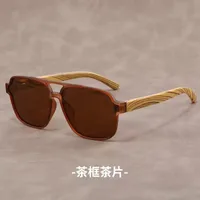 New Men's  Polarized Personalized Handmade Imitation Bamboo Wood Fashionable And Versatile Anti-Uv Ultra-Light Sunglasses Wholesale sku image 4