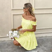 Women's French Gentle Style One-word Collar Dress Summer New Fashion Age-reducing Sweet Skirt main image 4