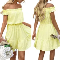 Women's French Gentle Style One-word Collar Dress Summer New Fashion Age-reducing Sweet Skirt main image 5