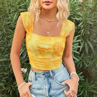 International Station Tk Hot Selling  Women's Clothing  Sweet Style Printed Vest Summer Fashion Short Sleeveless Top sku image 1