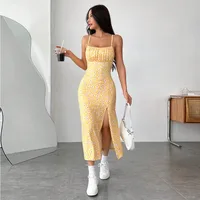 Spring And Summer New International Station TK Women's Clothing Simple Style Dress High Waist Split Slim-fit Sling Midi Dress sku image 8