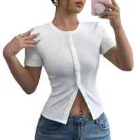 Export Women's Clothing  Summer New Style Simple Casual T-Shirt Slim Fit Short Crop Top main image 5