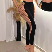Spring New Women's Fishnet Sexy Versatile Fashion High-Elastic Knit Long Pants Casual Pants Women main image 1
