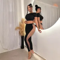 Spring New Women's Fishnet Sexy Versatile Fashion High-Elastic Knit Long Pants Casual Pants Women main image 2