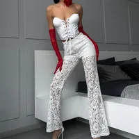 Spring  Wholesale   Ins Style Sexy Hot Girl High Waist Splicing Gauze Micro-Flared Pants Women's Lace main image 1