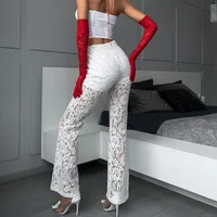 Spring  Wholesale   Ins Style Sexy Hot Girl High Waist Splicing Gauze Micro-Flared Pants Women's Lace main image 2