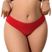 Plus Size Underwear Women's Lace Red Solid Color Love Buckle  New Plus Size Briefs In Stock main image 5