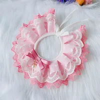 Cute Bib Collar Cat Dog Slip Towel Teddy Bib Round Neck Scarf Samo Sweet Lace Bib main image 3
