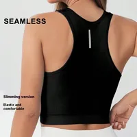 Sport Style Solid Color Nylon Spandex U Neck Active Tops Sports Vest main image 2