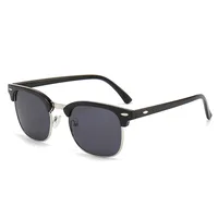 Classic Sunglasses Retro Rice Nail Half Frame Sunglasses Men's And Women's Fashion Color Film Reflective Glasses Manufacturers Wholesale sku image 1