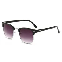 Classic Sunglasses Retro Rice Nail Half Frame Sunglasses Men's And Women's Fashion Color Film Reflective Glasses Manufacturers Wholesale sku image 2