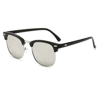 Classic Sunglasses Retro Rice Nail Half Frame Sunglasses Men's And Women's Fashion Color Film Reflective Glasses Manufacturers Wholesale sku image 3