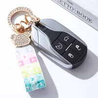 Light Luxury Diamond Bear Car Advanced Keychain Pendant Creative French Ins Style Women's Bag Key Chain Ornament main image 4