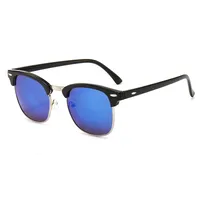 Classic Sunglasses Retro Rice Nail Half Frame Sunglasses Men's And Women's Fashion Color Film Reflective Glasses Manufacturers Wholesale sku image 4