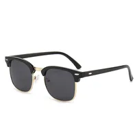 Classic Sunglasses Retro Rice Nail Half Frame Sunglasses Men's And Women's Fashion Color Film Reflective Glasses Manufacturers Wholesale sku image 5