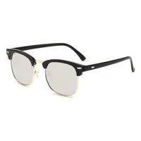 Classic Sunglasses Retro Rice Nail Half Frame Sunglasses Men's And Women's Fashion Color Film Reflective Glasses Manufacturers Wholesale sku image 7