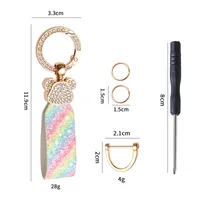 Light Luxury Diamond Bear Car Advanced Keychain Pendant Creative French Ins Style Women's Bag Key Chain Ornament sku image 5