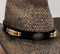 Cowboy Hat Hat With Decorative Ethnic Style Hat Straw Hat Hot Hat Belt sku image 87