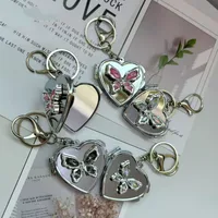 Butterfly Love Mirror Double-sided Folding Pendant Mirror Ins Bag Hanging High-grade Sense Car Keychain Cosmetic Mirror Pendant main image 1