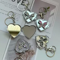 Butterfly Love Mirror Double-sided Folding Pendant Mirror Ins Bag Hanging High-grade Sense Car Keychain Cosmetic Mirror Pendant main image 2