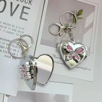 Butterfly Love Mirror Double-sided Folding Pendant Mirror Ins Bag Hanging High-grade Sense Car Keychain Cosmetic Mirror Pendant main image 3