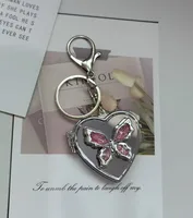 Butterfly Love Mirror Double-sided Folding Pendant Mirror Ins Bag Hanging High-grade Sense Car Keychain Cosmetic Mirror Pendant sku image 3