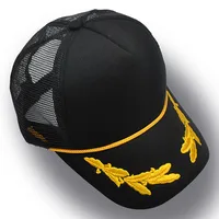 In Stock  Printed Captain Trucker Cap Embroidered Leaves Baseball Cap Pool Party Hat Personalized Mesh Cap main image 3