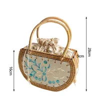 Nordic Style Handmade Basket Shell Rattan Woven Storage Picnic Travel Basket Handmade Woven Handbag sku image 2