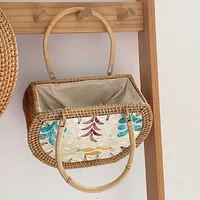 Nordic Style Handmade Basket Shell Rattan Woven Storage Picnic Travel Basket Handmade Woven Handbag main image 1