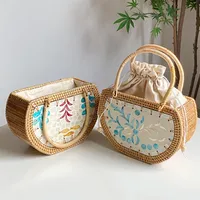 Nordic Style Handmade Basket Shell Rattan Woven Storage Picnic Travel Basket Handmade Woven Handbag main image 2