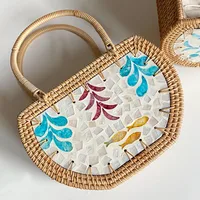 Nordic Style Handmade Basket Shell Rattan Woven Storage Picnic Travel Basket Handmade Woven Handbag main image 3