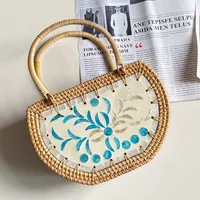 Nordic Style Handmade Basket Shell Rattan Woven Storage Picnic Travel Basket Handmade Woven Handbag main image 4