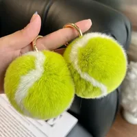 Cute Tennis High Sense Plush Car Keychain Pendant Ins Pompom Bag Gift School Bag Plush Jewelry main image 1