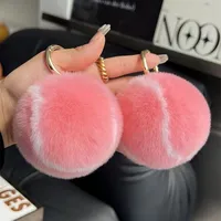Cute Tennis High Sense Plush Car Keychain Pendant Ins Pompom Bag Gift School Bag Plush Jewelry main image 3