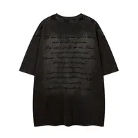 Jiayiku Men's  Summer New American Retro Trendy Brand Heavy Washing Tee Embroidered Short-sleeved T-shirt Old main image 2