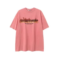 Jiayiku Men's  Summer American Retro Hip Hop Brand Heavy Washed Tee Flame Print Short Sleeve T-Shirt sku image 3