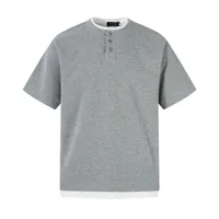 Jiayiku Men's  Summer New Niche Personalized Half Open Collar Simple All-match T-shirt Men's Short-sleeved Base Shirt main image 1