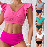 New    Bikini Sexy Pit Tube Top High Split Front Twist Swimsuit Bikini main image 1