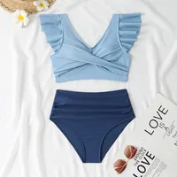 New    Bikini Sexy Pit Tube Top High Split Front Twist Swimsuit Bikini main image 3