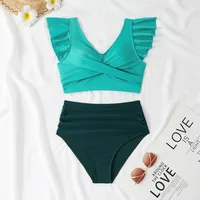 New    Bikini Sexy Pit Tube Top High Split Front Twist Swimsuit Bikini main image 4