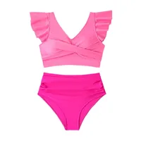 New    Bikini Sexy Pit Tube Top High Split Front Twist Swimsuit Bikini main image 5