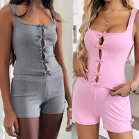 Foreign Trade Independent Station  Women's Pink Pure Fashion Suit Slim Vest Shorts Two-piece Set main image 1