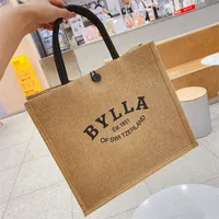 Spot Large Capacity Linen Women's Bag Fashion Linen Handbag Student Class Simple Shoulder Tote Bag sku image 1
